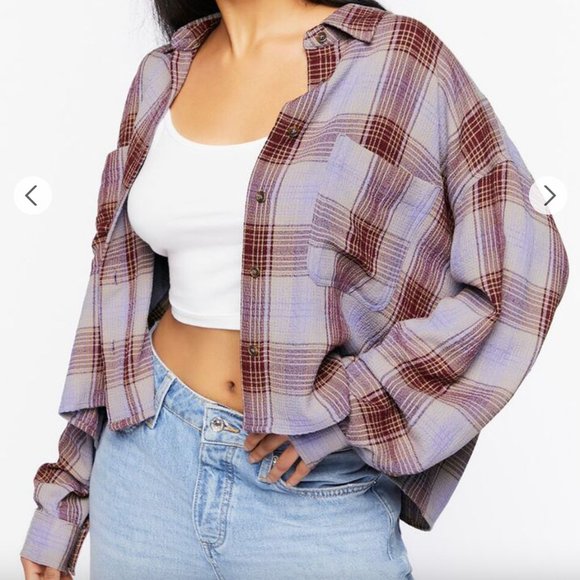 F21 women's cropped button-down - Picture 1 of 3